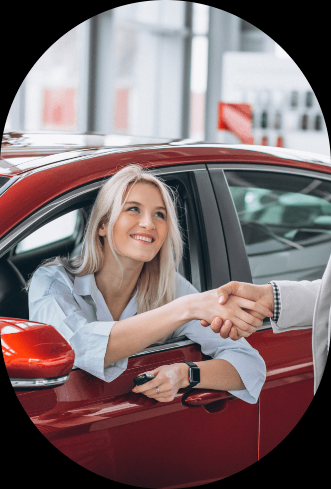 Happy guest receiving the car